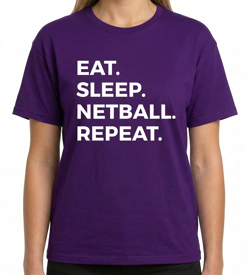 EAT SLEEP NETBALL REPEAT JUNIOR TSHIRT